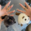 HOT Custom Personalized logo Key Chain Mini Clockwork Wagging Tail Little Cat White Rabbit Plush Toy Safe Plush Keychain