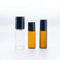 Amber 5ml 10ml Glass Roll on Bottle With Stainless Steel Roller Ball and Black Plastic Lid