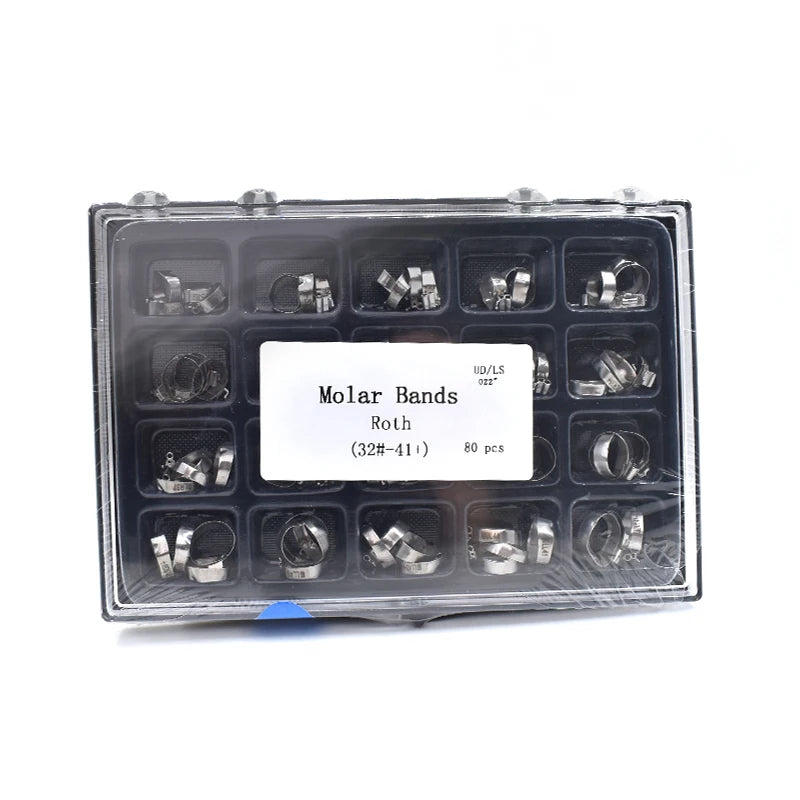 80pcs/Box Dental Orthodontics Molar Bands 35#-41+ Roth 022" for Molar Orthodontic Materials Dental Buccal Tube Band Set