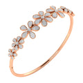 Women's 14K Rose Gold Lab Grown 1.08ct Brilliant Cut Diamond Floral Design Bangle Bracelet IGI Certified Available Low Price