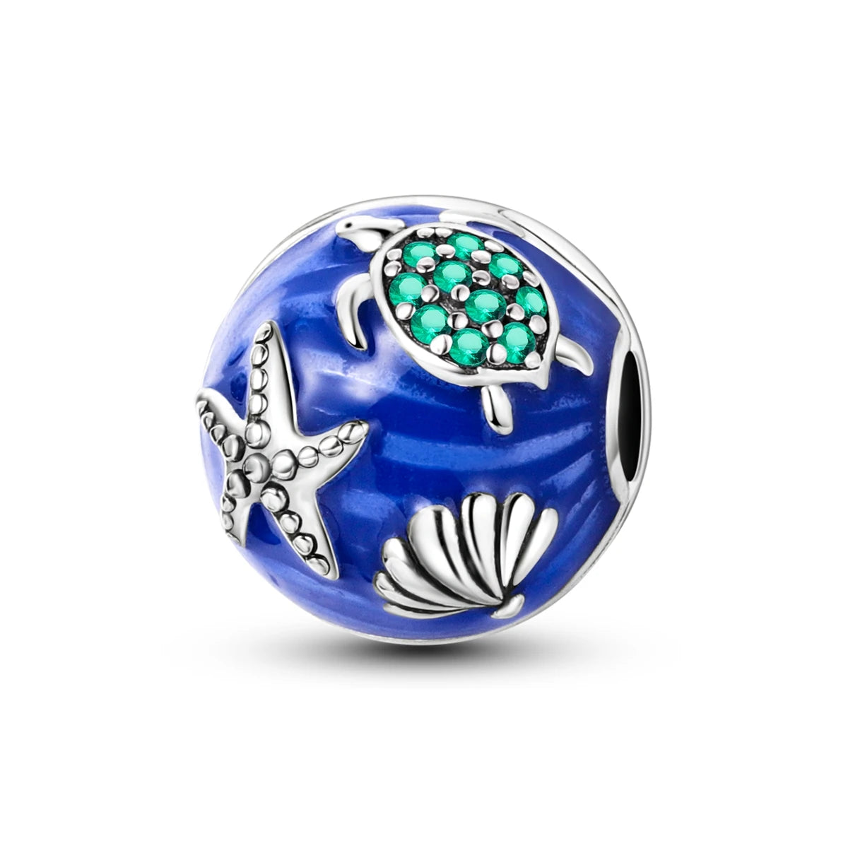 Silver Fashion Turtle Starfish Positioning Beads Pendant Charms With Zircon Classic Jewelry Parties Silver Plated