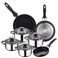 8-piece stainless steel cookware set + 3 frying pans