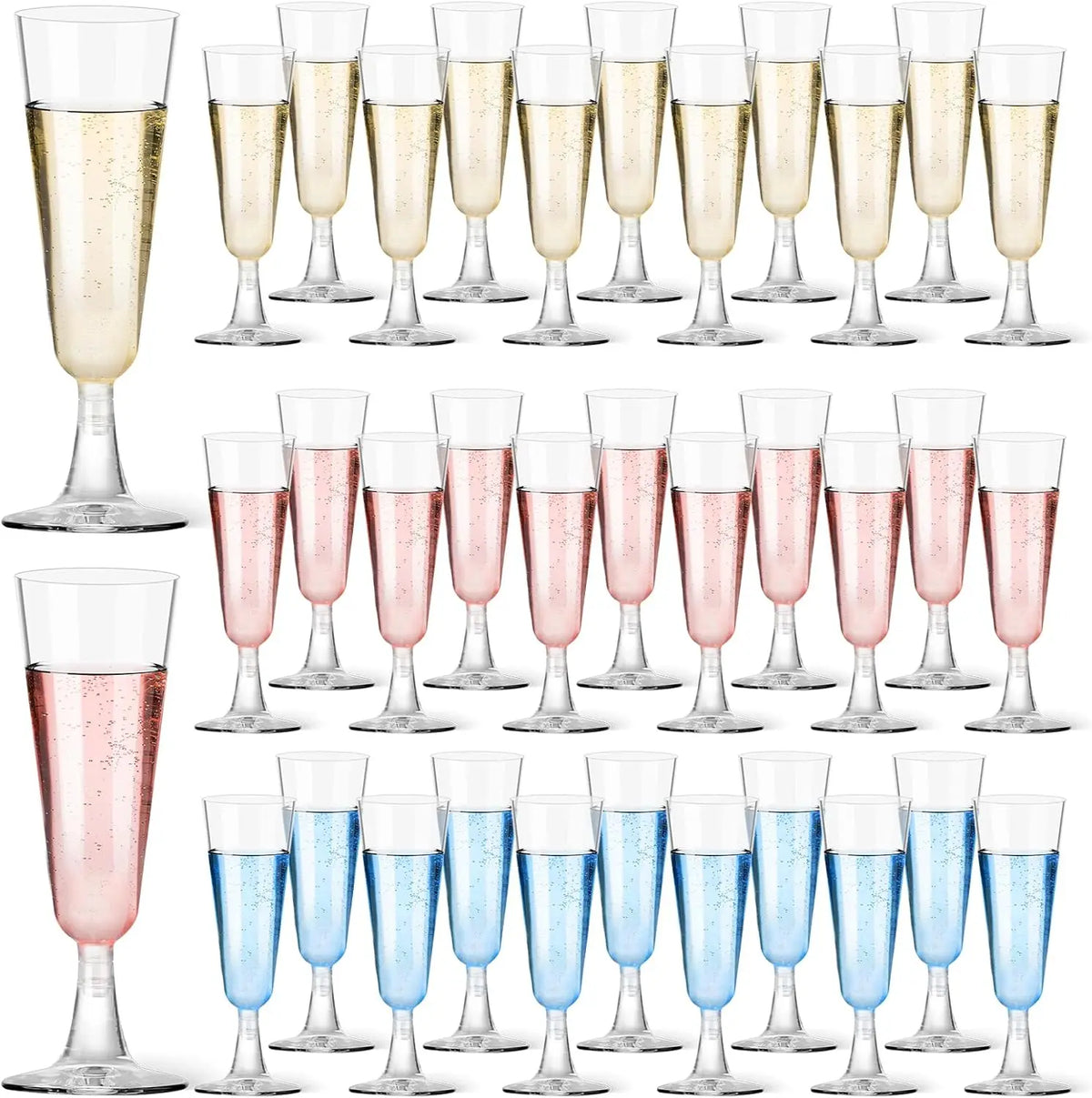 Disposable Transparent Detachable Colorful Elegant Party Wedding Bar Event Cocktail Champagne Plastic Cups MegaBDM