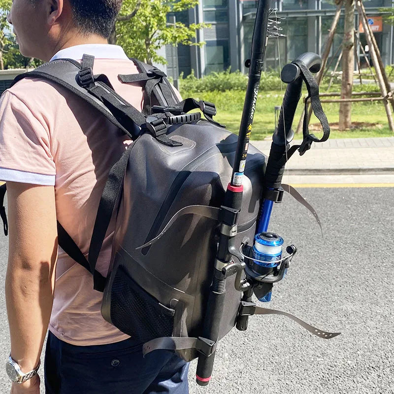 Fishing Tackle Backpack with Rod & Gear Holder Lightweight TPU Waterproof 18L Unisex Outdoor Fishing Shoulder Storage Bag