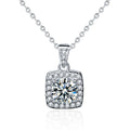 XMZ016 Popular 925 Sterling Silver Square Necklace Shiny Zircon Moissanite Geometric Shape Pendant Women Day Gift Fine Jewelry