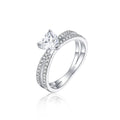 New Design Eternity Rings White Gold Plated 925 Sterling Silver Heart Cut Zircon Stones Fashion Jewelry Rings for Female