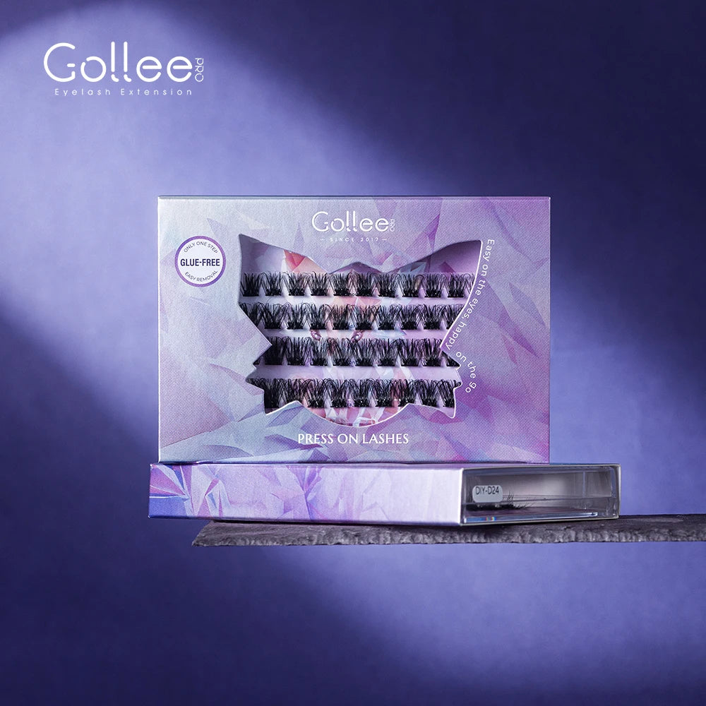 Gollee Fluffy  Individual Cluste DIY Press on Lashes No Glue Self Adhesive Lashes No Need Glue Free Eyelashes Extension Vendorr