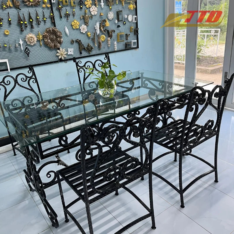 Elegant Wrought Iron Tables and Chairs Set  Timeless Outdoor Furniture for Patios Cafes and Garden Seating Areas