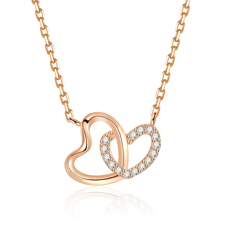 Hot Sale Heart Shape Charm Trendy Style Silver 925 Necklaces Gold Plated Moissanite for Women Jewelry