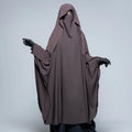 Wholesale Single Layer Wool Peach Flap Khimar Brown Breathable Handmade Women's Modest Hijab OEM Service Neck Long Sleeve