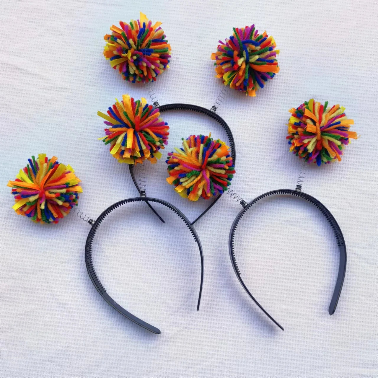 Hair Accessories Wool Felt Balls Headband Rainbow Pom Pom Head Bopper Fluffy Ball Headbands for Pride Month Party Celebrations