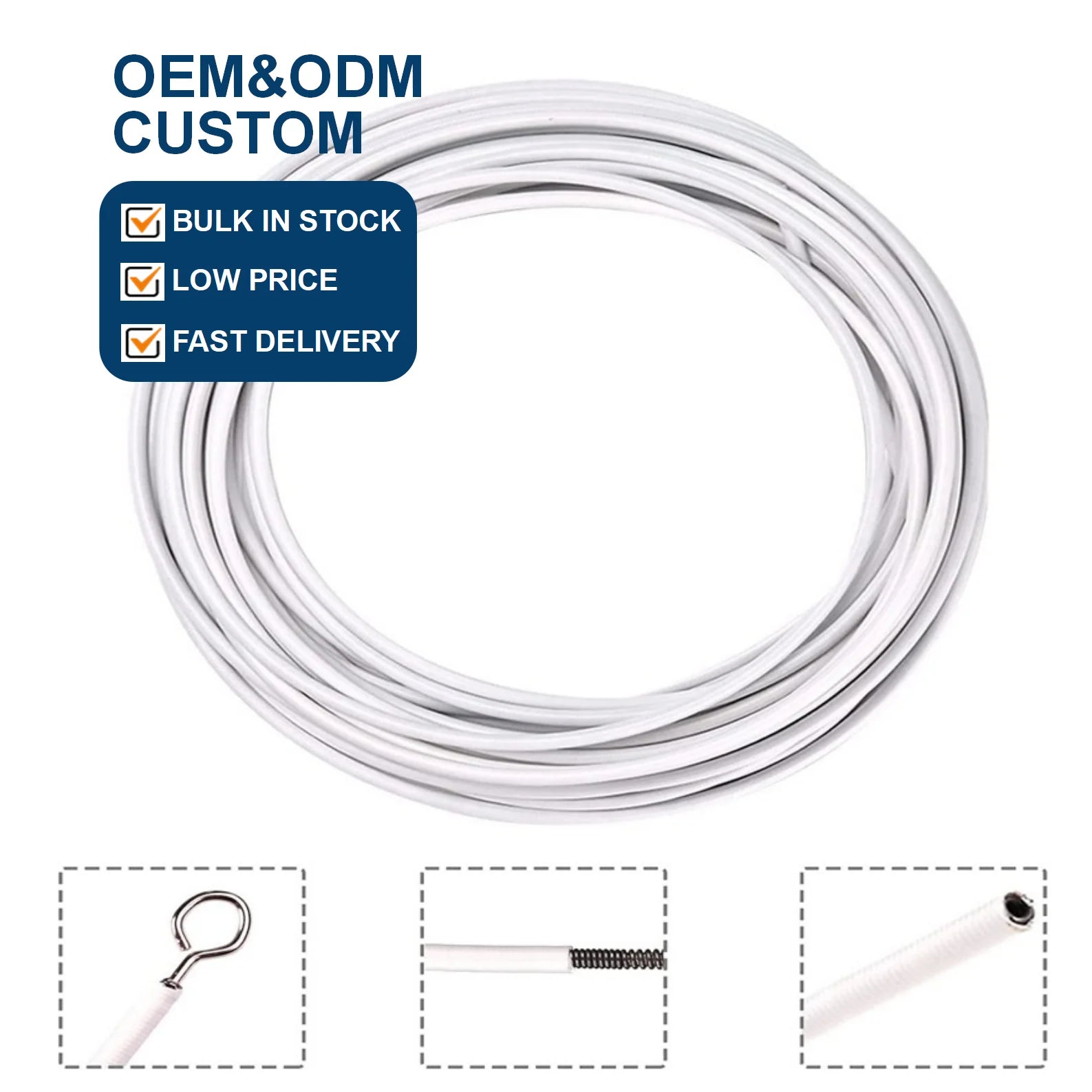 Multi-Purpose PVC Coated Iron Curtain Rope 5 cm Wall-Mounted Accessories Modern Good Tensioner Cord Cable Set Hooks Home Use