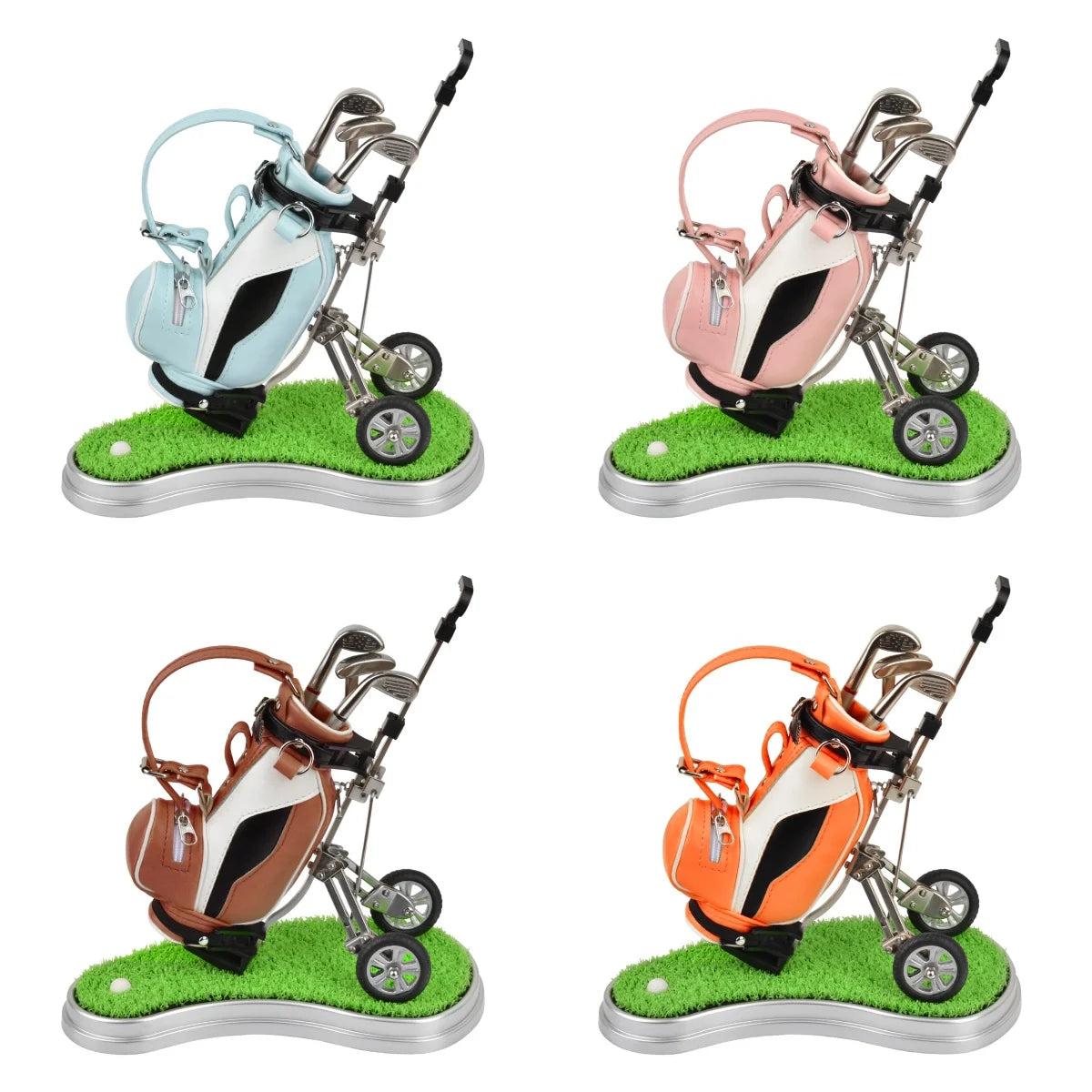 Desktop Golf Bag Pen Holder with Golf Pens Clock Set of Golf Souvenir Event Souvenir Novelty Gift
