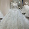 Jancember DW0029 Court High Neck Traditional Wedding Women's Dresses With Long Train