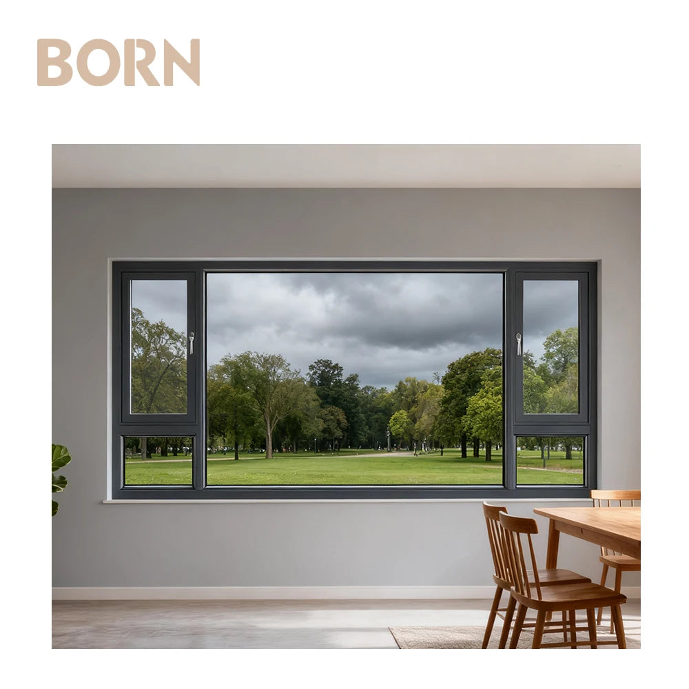 Factory Price Norway Cold Climate Energy-saving Apartment Balcony Aluminum Casement Window With Stainless Steel Hinges
