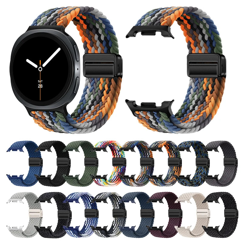 Watch Band for Samsung Galaxy Watch 8 40mm 44mm Braided Nylon Magnetic Strap Adjustable Smart Wristband for Fitness Enthusiasts