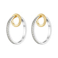 18K Gold Plated Brass Jewelry Striped Round Large Circle Zircon Two-Tone Hoop Earrings for Woman Earrings E241640