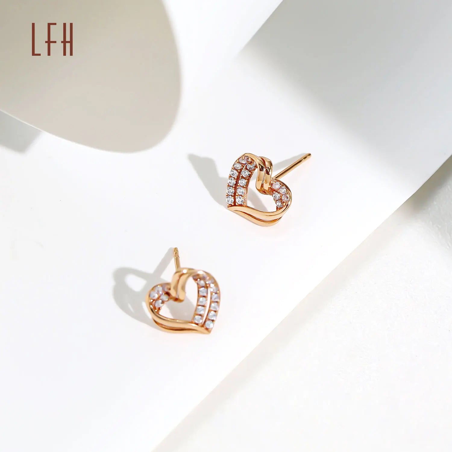 Wholesale Oro 18k Original 18k Gold Jewelry Cubic Zircon Heart Earrings Real Gold Jewelry Wholesale 18k Gold Au750