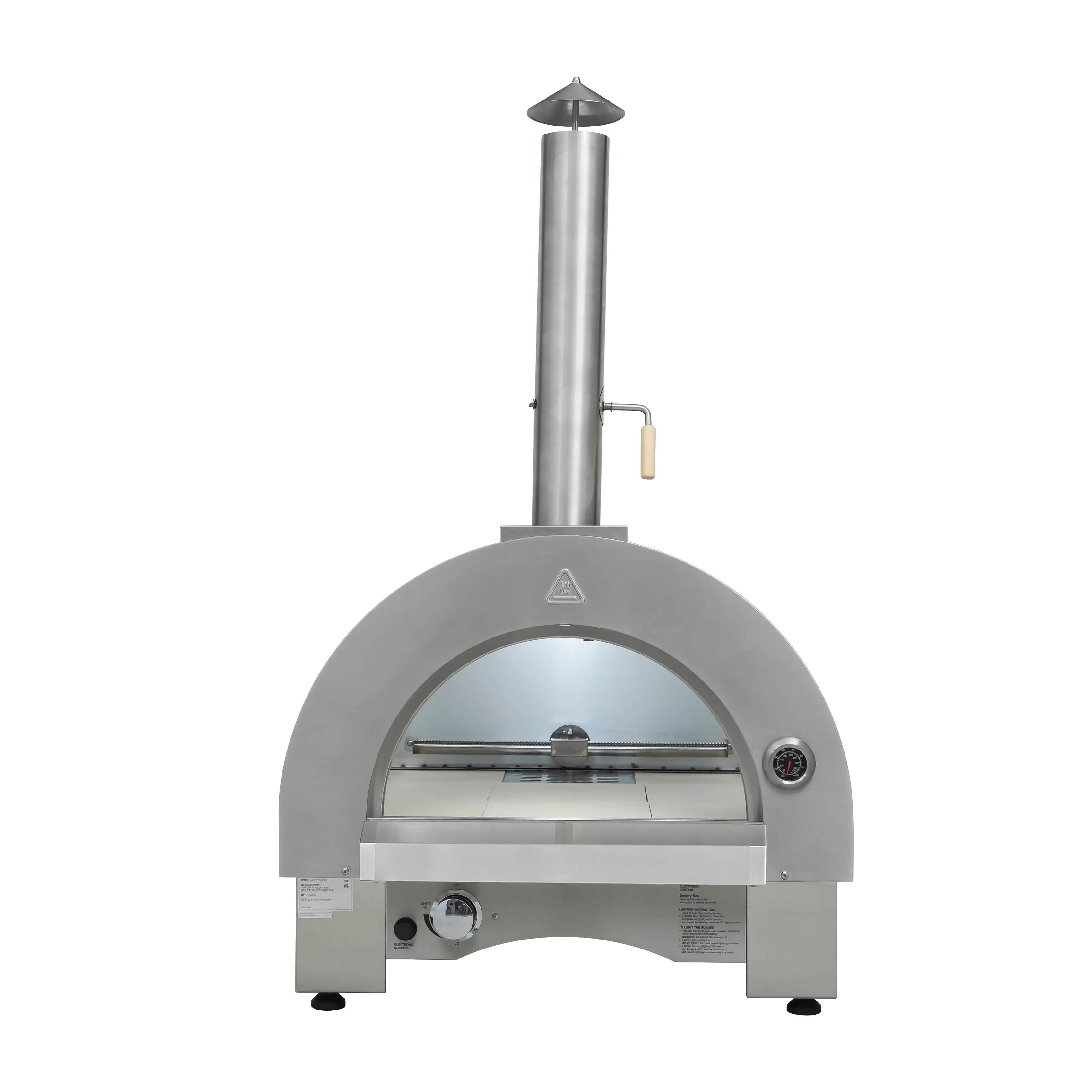 Premium 35000BTU Burner Gas & Wood Fired Pizza Oven 5 Min Heating with Adjustable Metal Feet Stylish Metal Construction