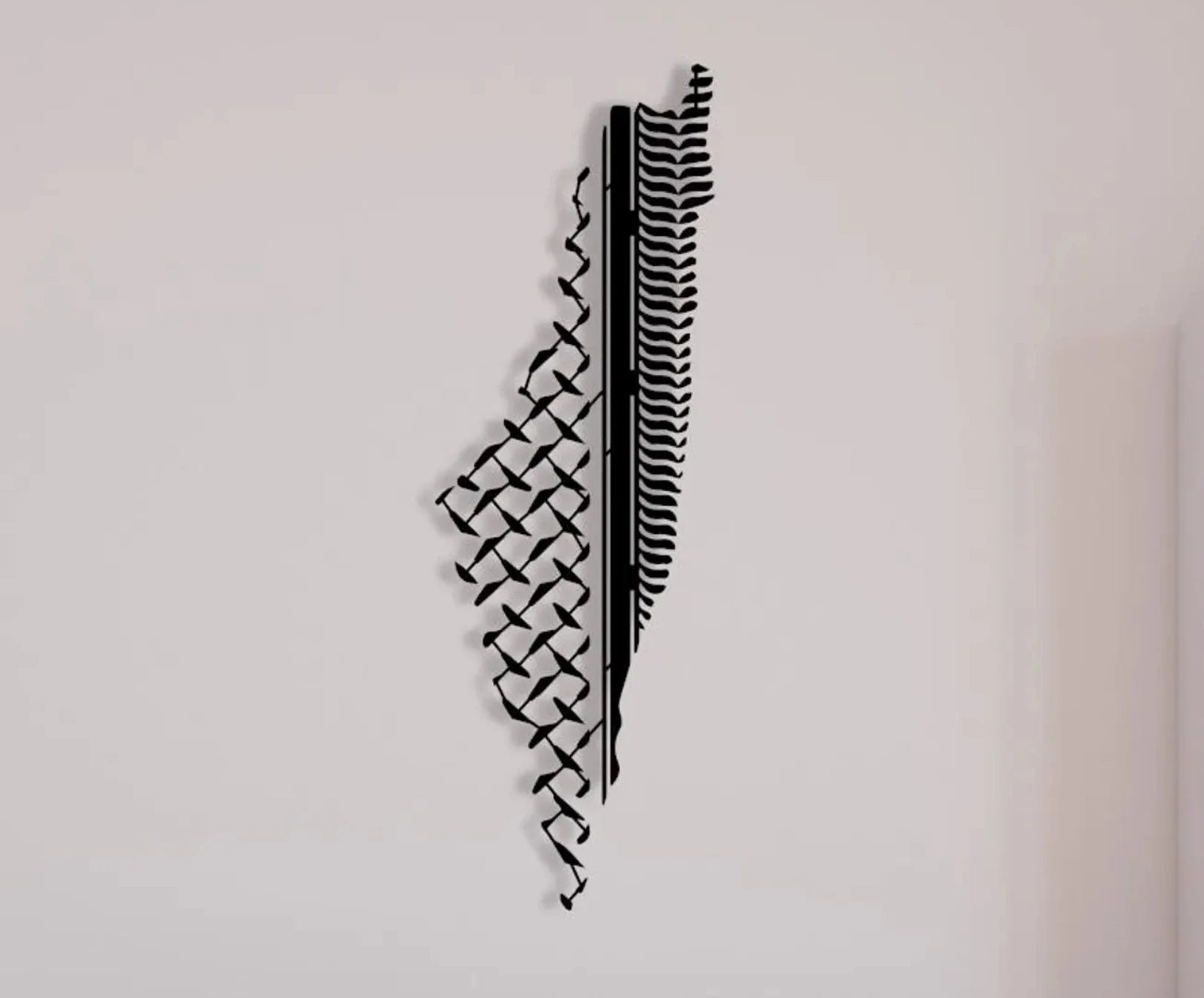 Palestine Map with Keffiyeh Traditional Islamic Wall Art Metal Wall Decor Plated and Gravure Printed