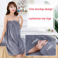 Wholesale Custom Logo Embroidered Fluffy Quick-Dry Microfiber Bath Wrap Towel with Adjustable Button for Women Salon Use