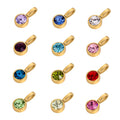 8mm /13mm Colorful Rhinestone 12 Months Birthstone Round Gold Plated Color Stainless Steel Charms for DIY Necklace Accessory