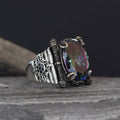 Azuris Custom Logo 925 Sterling Silver Ottoman Style Men's Ring Naturel Black Stone Handmade in Turkey VALKH1581