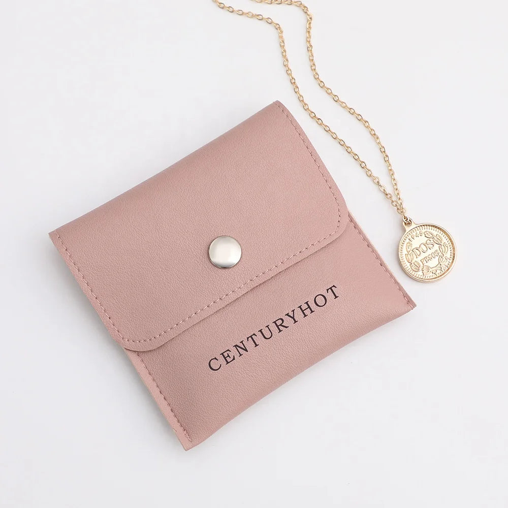 PUPPYSEW  Dark Pink PU Leather Jewelry Pouch  Bag Ring Bracelet Necklace  Bracelet Pouch Bag PU Jewelry Pouch  Bag With Logo