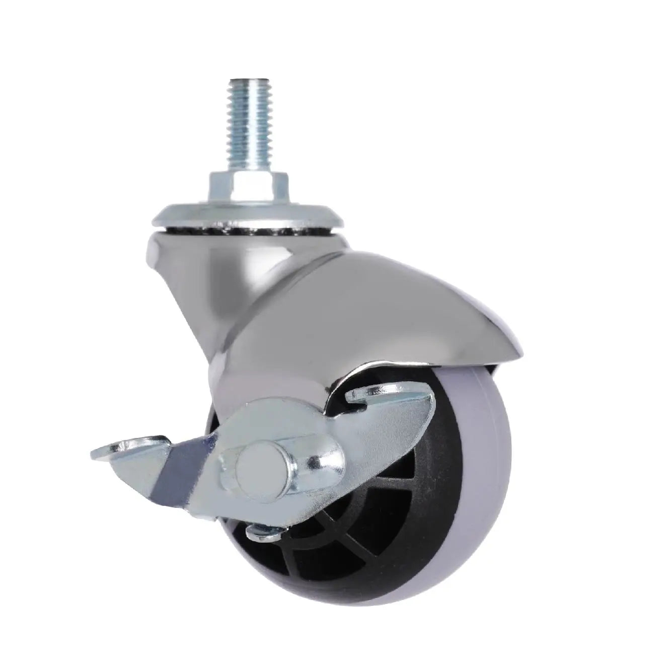 2 Inch Steel Ball Caster Wheels with Side Brake TPR Ball Wheel for Furniture Use in Living Room Kitchen Dining School Gym