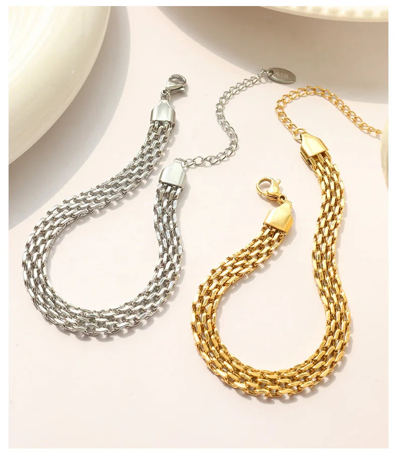 Ins Style Exaggerated Trend Hot Selling Watch Chain Simplicity Bracelet Stainless Steel 18k Gold Plated Bracelet