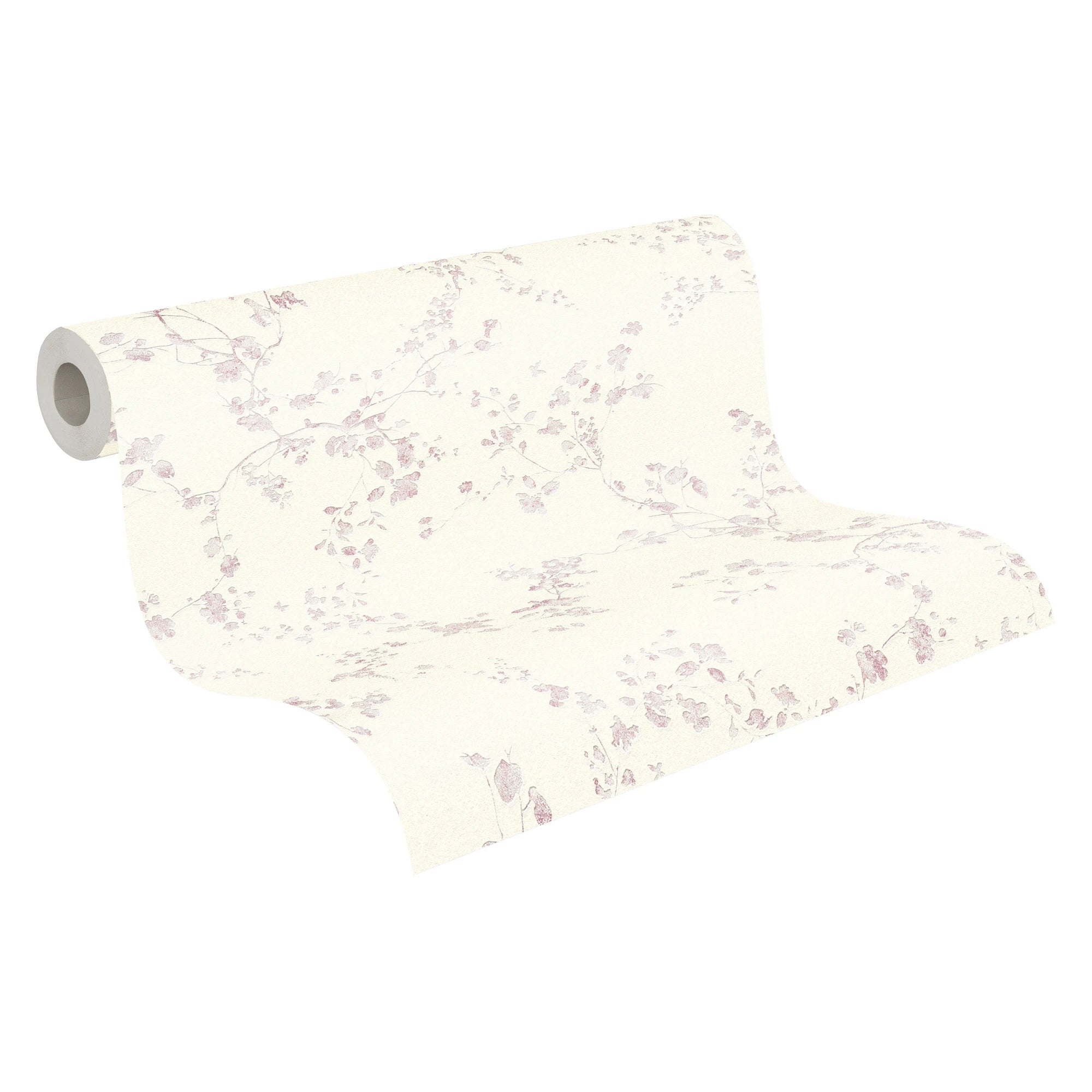 Germany Made Pre-Pasted Modern Floral Wallpaper Rolls White Violet Non Woven Vinyl 1005x053m for Bedroom Living Room Hotel Use
