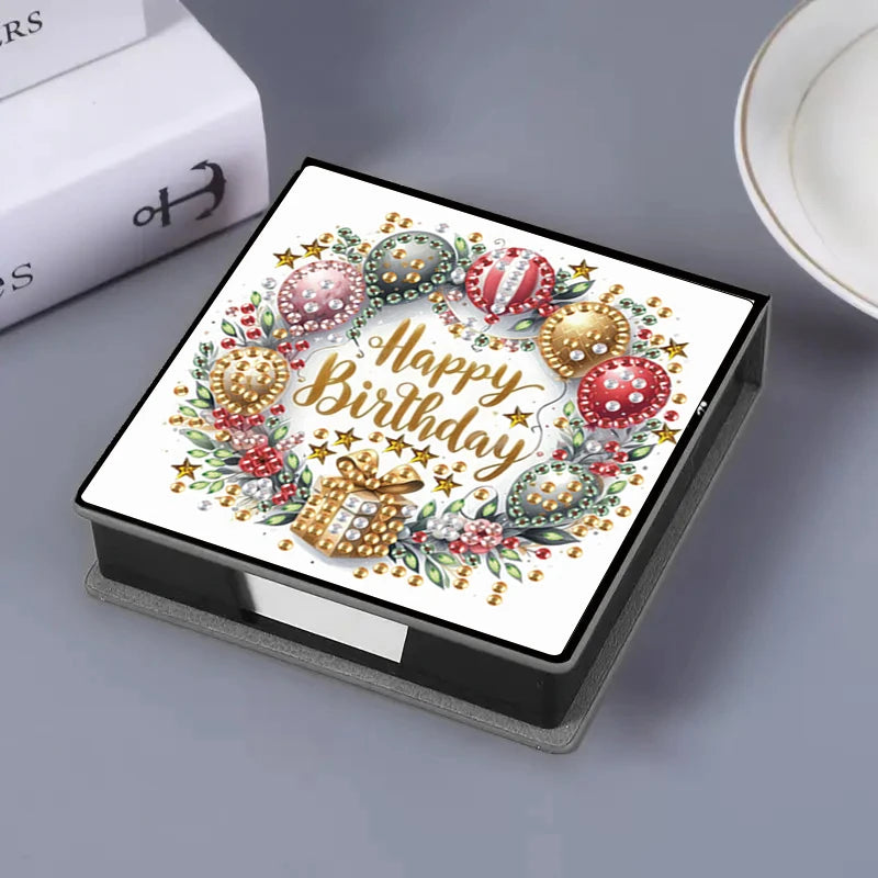 Wholesale High-quality PU Leather Cartoon Printed Eco-Friendly 5D DIY Birthday Wind Notes Storage Special Diamond Shining Square