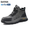 GUYISA Men's High Top Safety Boot European Standard Steel Toe Microfiber Upper Comfortable Safety Shoes