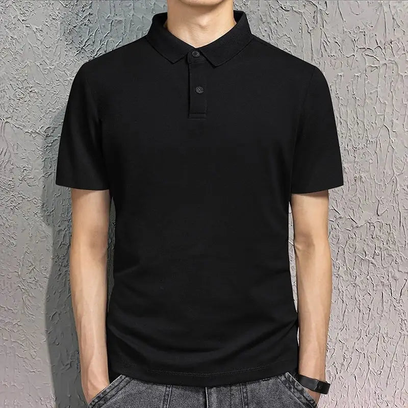 Oem customized summer solid color cheap collared mens short sleeved korean style lapel polo light version top clothes mens MegaBDM