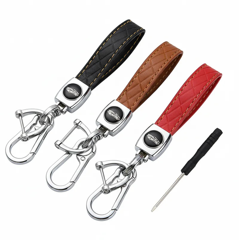 Blank Braided Leather Keychain for Custom Logo Metal Car Key Ring