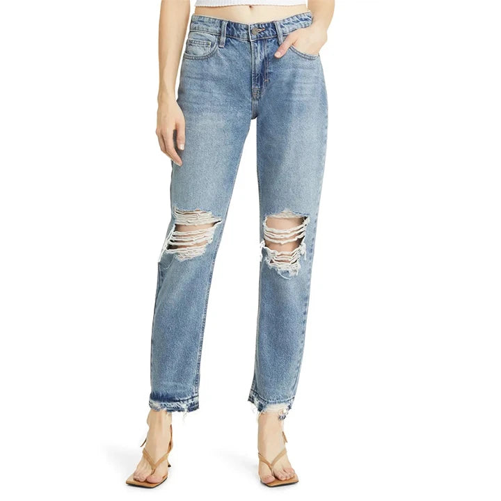 Premium Latest Women's Straight Leg Summer Jeans Collection Trendy Comfortable Stylish Denim Washed Breathable Eco-Friendly