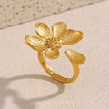 Dreamshow Flower Ring 18k Gold Plated Women Jewelry Fashion Stainless Steel Ring