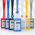 LOBEY Custom Logo Holder Silicone ID Card Name Tag with Polyester Lanyard Silk Screen Embossing Printing Push Badge Feature