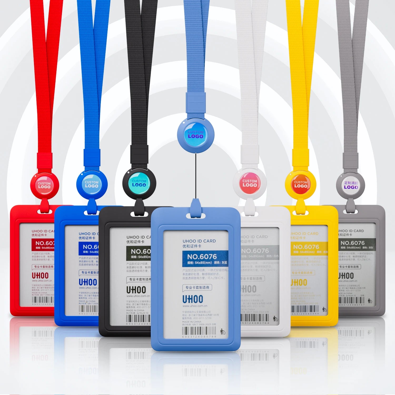 LOBEY Custom Logo Holder Silicone ID Card Name Tag with Polyester Lanyard Silk Screen Embossing Printing Push Badge Feature