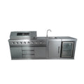 CE Certified Commercial-Grade Outdoor Kitchen 8 Burner BBQ Grill with Side Grids Stainless Steel Cabinets