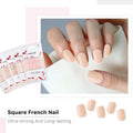 AIERFEI French Acrylic Fingernails Square False Nails Tips Simple Decorated Artificial Nails Daily Use Natural Ready to Wear MegaBDM