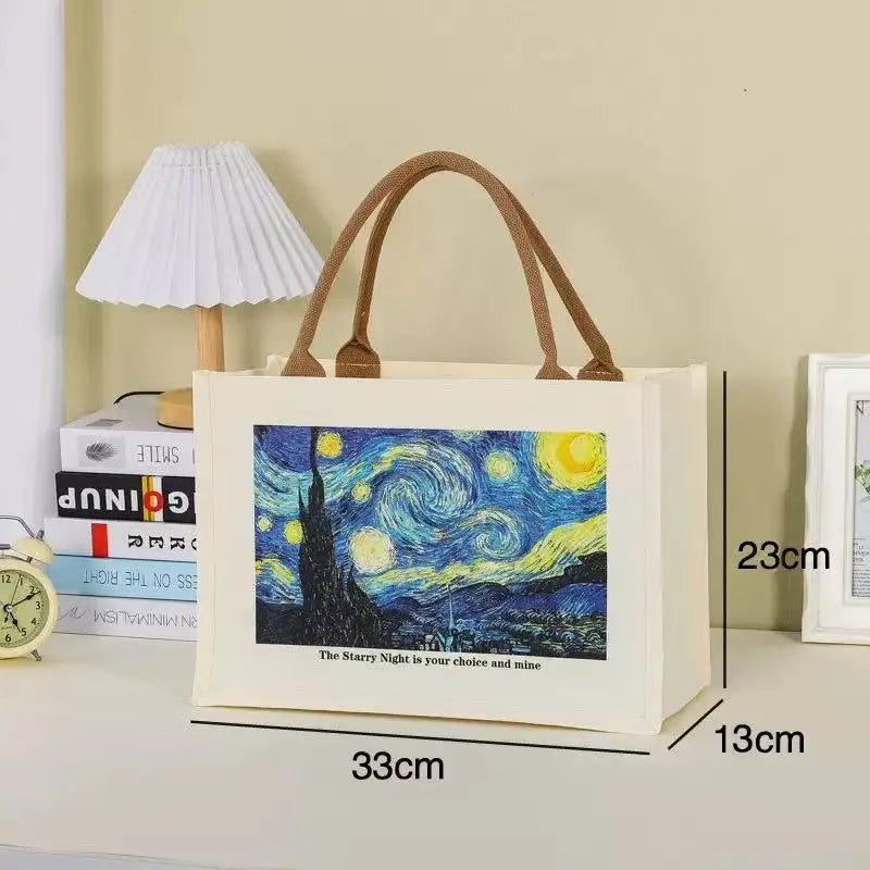 MU Drawing Canvas Bag Custom Tote Bag Waterproof Hand-pull Zipped Bag Student Commuting Canvas Bag Large Cotton Bag