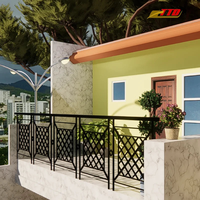 Modern Wrought Iron Balcony Railing for Villas and Multi-Level Homes Enhancing Architectural Harmony with Charm and Protection