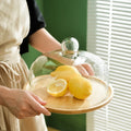 Classic Glass Mini Cake Stand with Glass Dessert Dome Wood Plate Serving Tray for Party for Fruit Display & Serving