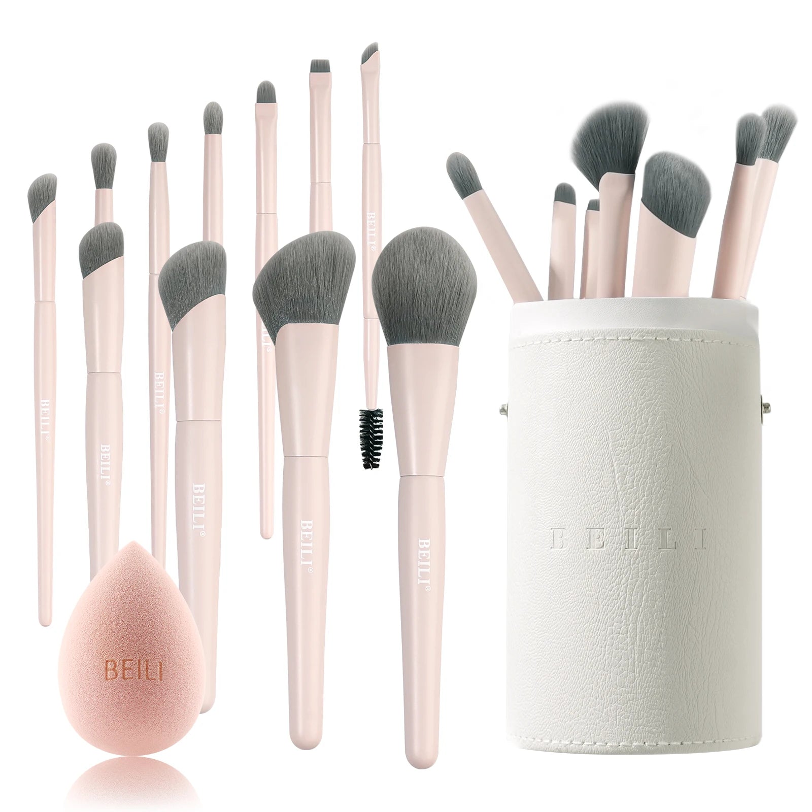 Professional Pink Vegan Makeup Brushes Kit Private Label Luxury Cosmetic Foundation Powder Concealer Makeup Brush Set With Case