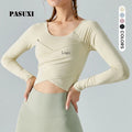 PASUXI Wholesale Women's Thermal Long Sleeve Crop Top - High Waist Tummy Control Activewear Yoga Workout Gym Top with Chest Pads