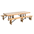 Vintage Wood Folding Farmhouse Table With Chair Seat Dining Banquet Wedding Event Restaurant Outdoor