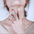 Custom Fine Jewelry 3a Cubic Zirconia 925 Sterling Silver Round Stone Colourful Wedding Rings Luxury Women Jewellery MegaBDM