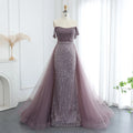 Jancember SZ137 Elegant Sequins Off Shoulder Arabic Evening Prom Gowns