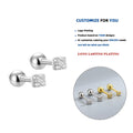 LE154 925 Sterling Silver Tiny Square Micro Set Cz Minimalist Vintage Fashion Fine Jewelry Gold Plated Screw Back Earring Women